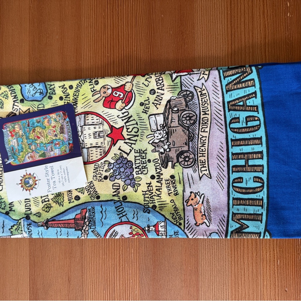 NEW Vibrant Michigan Map Tea Towel